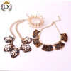 NLX-01073 2018 gold plated chain necklace big rhinestone choker necklace women tortoise shell cheap luxury lucite jewelry charms