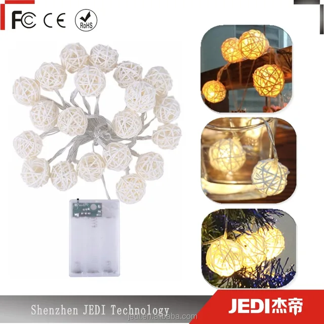 christmas gift 20 lanterns rattan ball led string with white