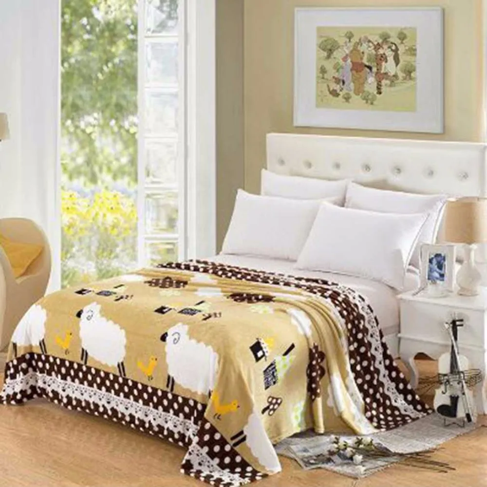 150*200cm /180*200cm Super Soft Simple/Rose Style/Sheep House Thin Blanket Throw Blanket Rug Plush Fleece Sofa Bed Decoration