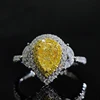 Beautiful Real Natural Brilliant Cut Yellow Diamond Ring in White Gold