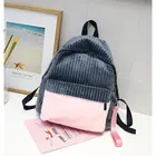 Fashion plush personality corduroy hit color bag women's backpack
