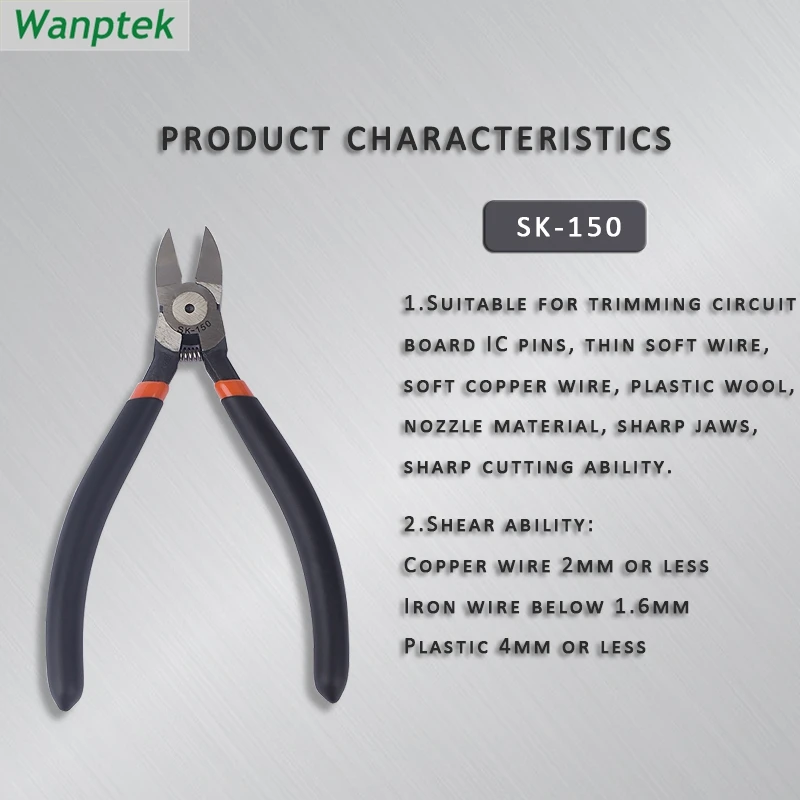 SK-150 mini cut line plier edge super thin single edged assembled slanting carbon steel model side cutting pliers