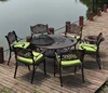outdoor cast aluminum chairs dining sets with BBQ table furniture