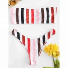FEIBUSHI Swimwear Women Sexy Bikini Off Shoulder Swimsuit Tanga Striped Bikinis