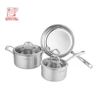Tri-Ply Steel Happy Baron German Cookware Set Stainless Steel Pan And Pot Set