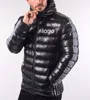 Fashion high quality comfortable 90% down 10% feather customized striped goose down jackets fur hood men 2017 winter coats
