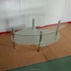 Living Room Fancy Tempered Home Goods Chrome Industrial Stainless Steel Mental Oval Modern Glass Coffee Table
