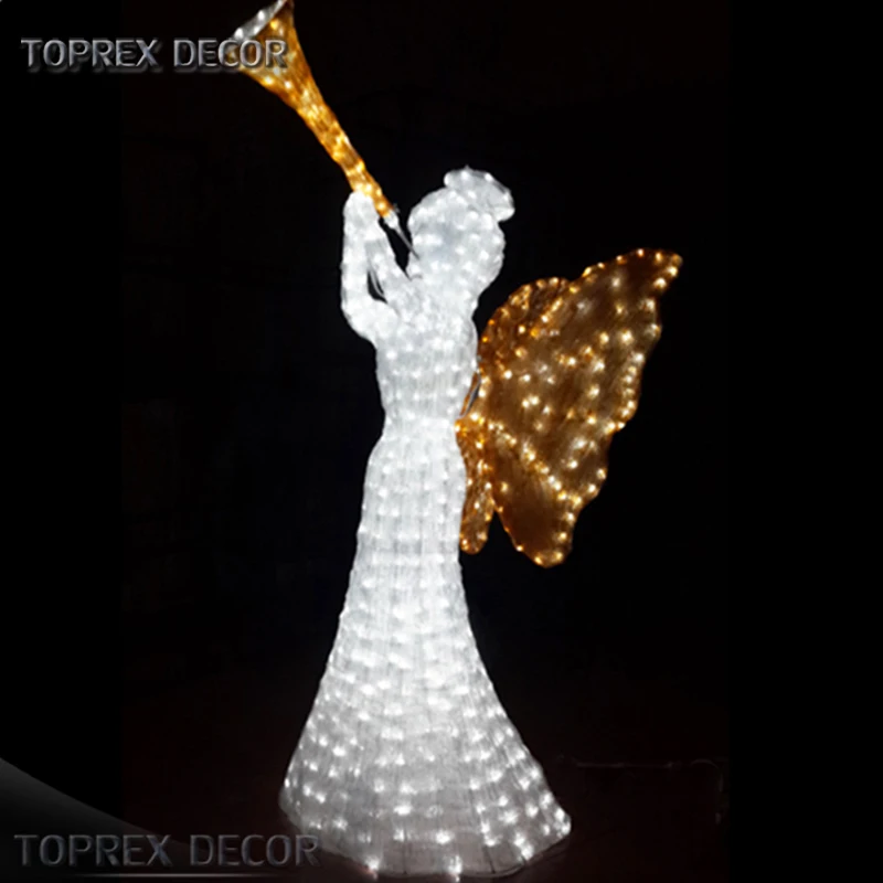 Life Size 3d Deco Lights Outdoor Christmas Lighted Angel Figurines