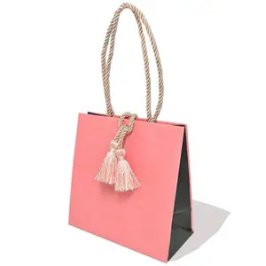 paper luxury craft gift carry shopping bag with tassel handle