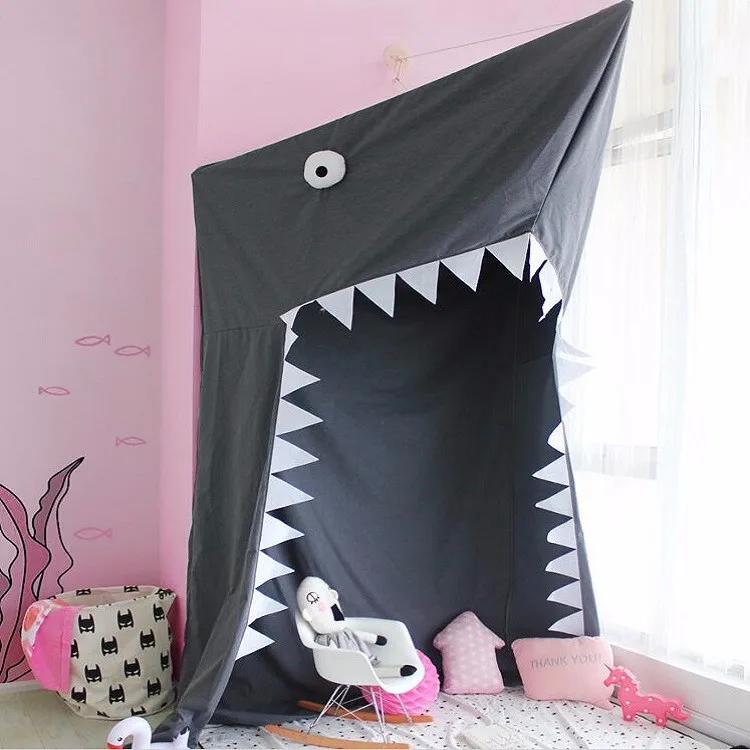 Shark Baumwolle Bett Baldachin Hängen Spielen Zelt für Twin-Größe Bett Kinderzimmer Dekor Schlafzimmer