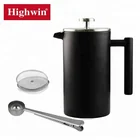 Amazon product Insulated 1000ml Double Wall Black Coffee Maker Stainless Steel French Press
