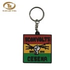 Promotional custom diy design silicone souvenir keychain square rubber key ring