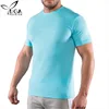 Crew Neck Light Blue 95% Modal 5% Spandex Men Custom Gym t Shirts