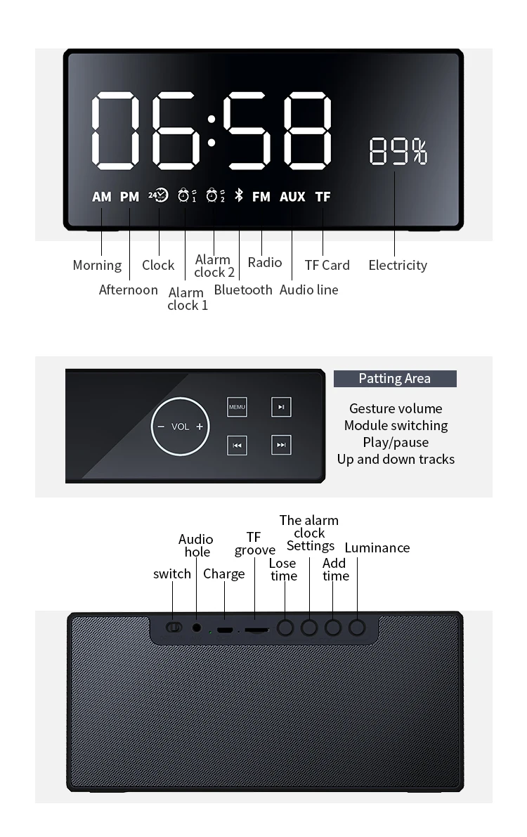 New Speaker Supported Dual Alarm Clock+ FM Radio touch screen speaker with remote controller - ANKUX.COM