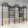 Modern wooden and steel convenience clothing store wall display racks
