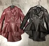 Office lady style Genuine nappa leather coat women spring zip up leather jacket fit and flare blazer sheepskin leather jacket