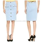 Wholesale Denim skirt Women Button Front Pencil Skirt