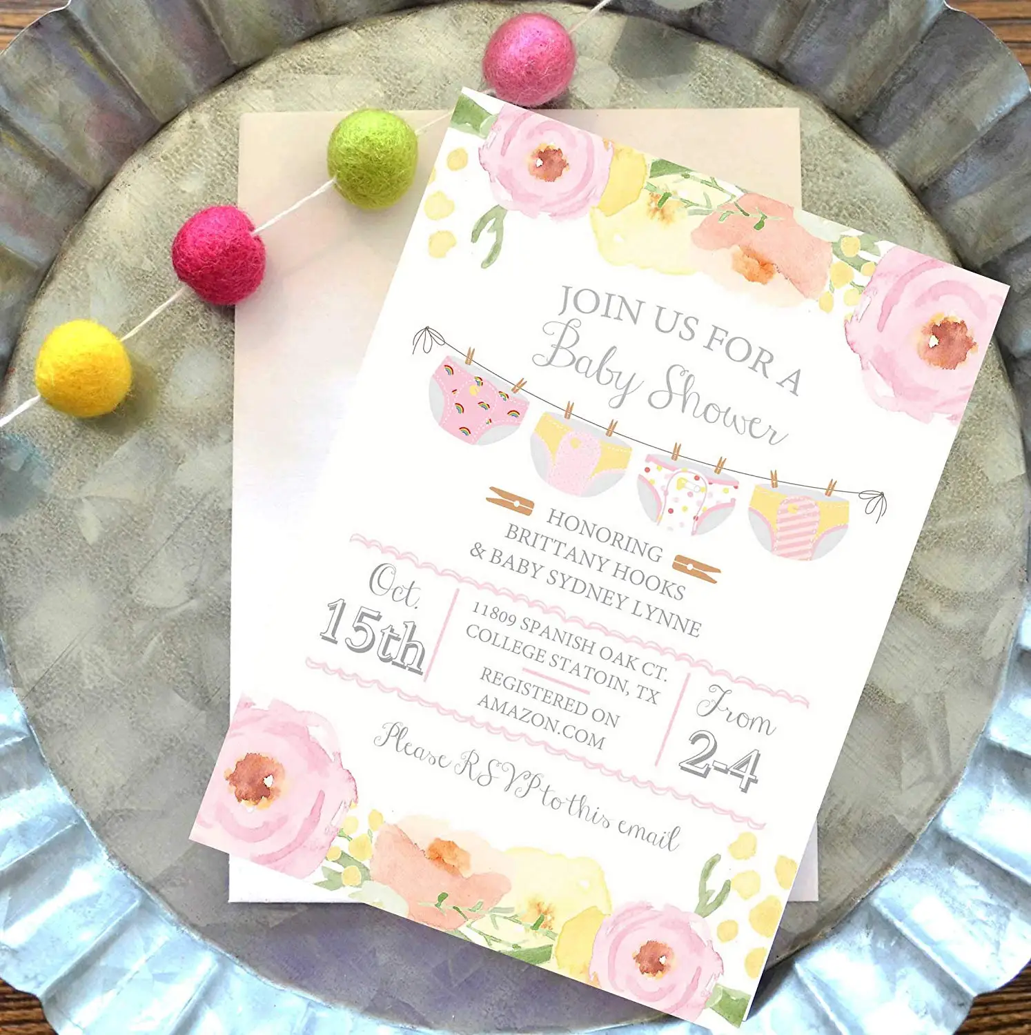 vintage diaper baby shower invitation girl baby shower