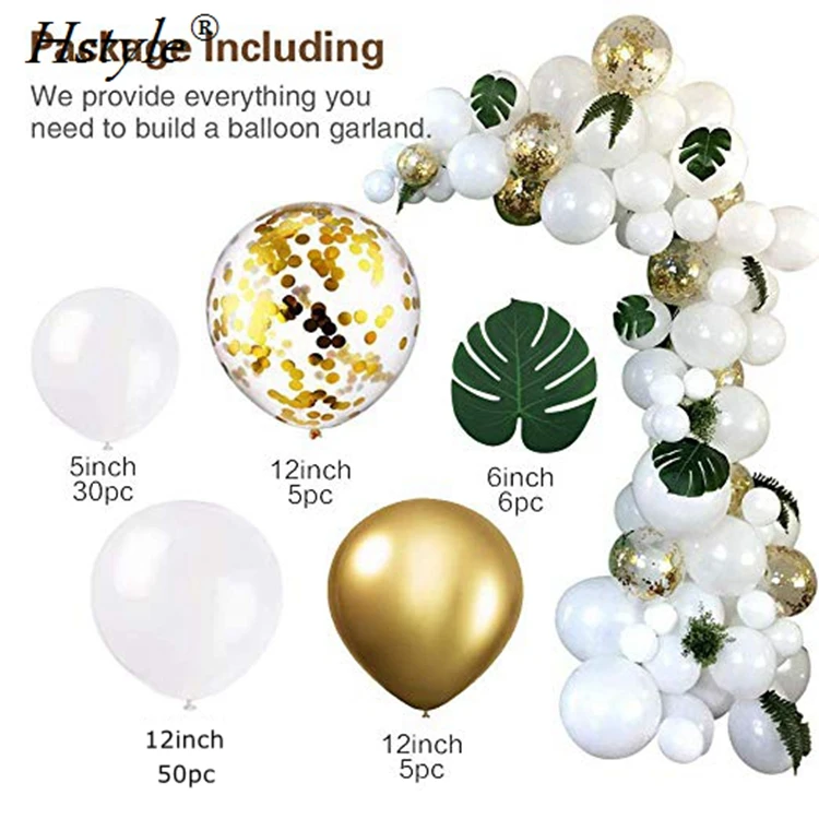 balloons with artificial palm leaves for party wedding birthday