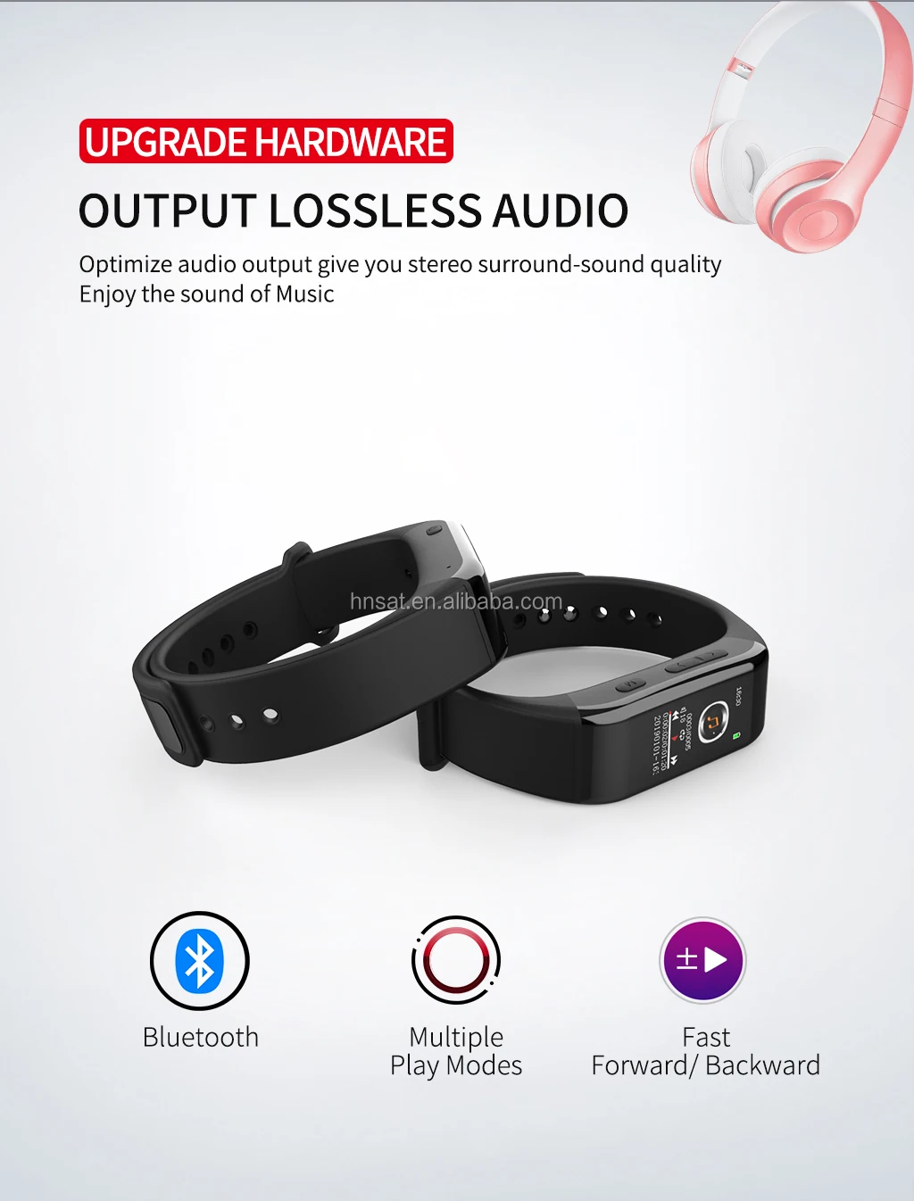 wireless watch mp3 player with voice recording  4GB