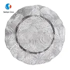 Indian wedding decorated pearl glass charger plate for wedding