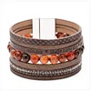 Amazon sells multi-layer leather braided Charm Bracelets bracelet striped agate natural stone magnet buckle bracelet
