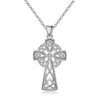 Women 925 Sterling Silver dainty custom small celtic faith jesus cross shape pendant necklace