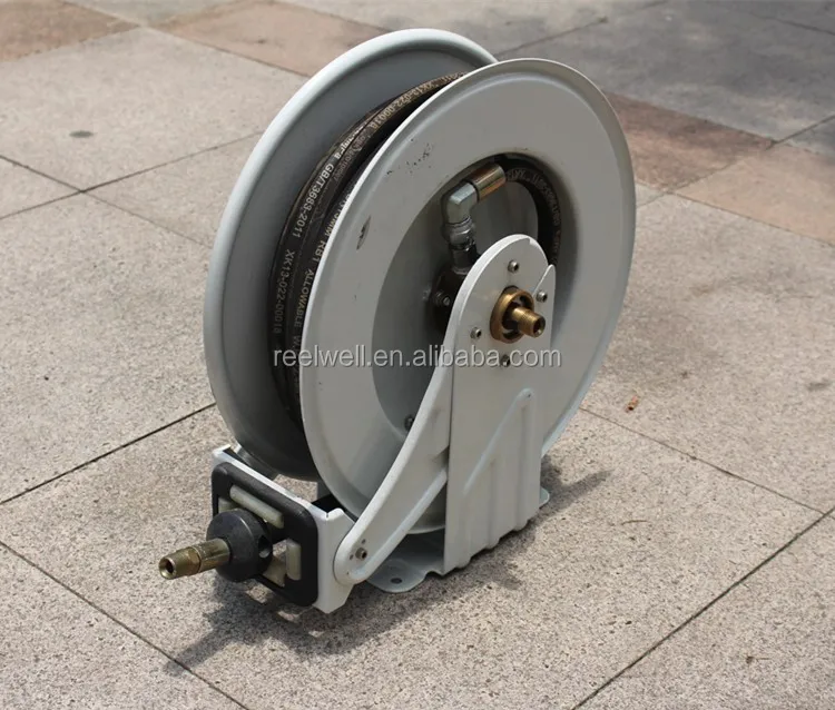 industrial-grade retractable air hose reel with 50" rubber air