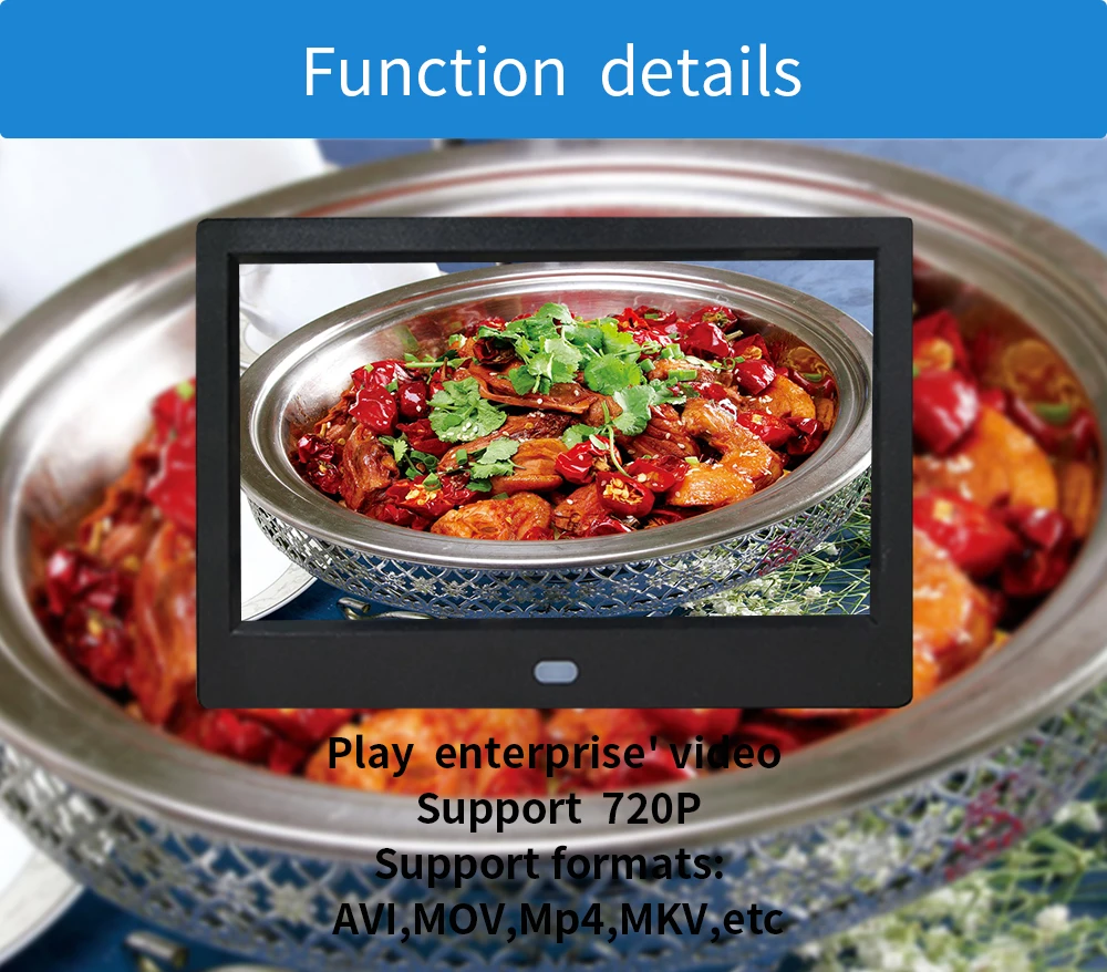 Bulk durable autoplay video picture commercial gift 7 inch digital photo frame