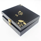 Wood Wooden Box Golden Logo Print Luxury Custom Wooden Box for Perfume