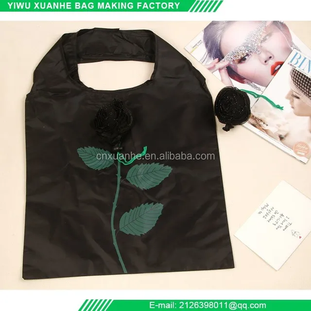 rose shopping bag eco friendly reusable polyester grocery bag