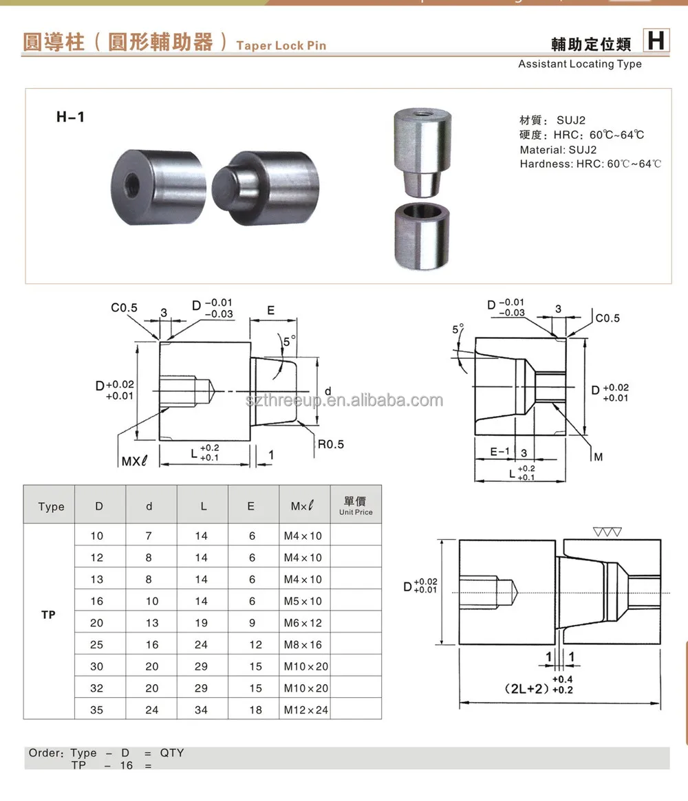 Round Locating Units/ Taper Lock Pins Buy Mold Component Round