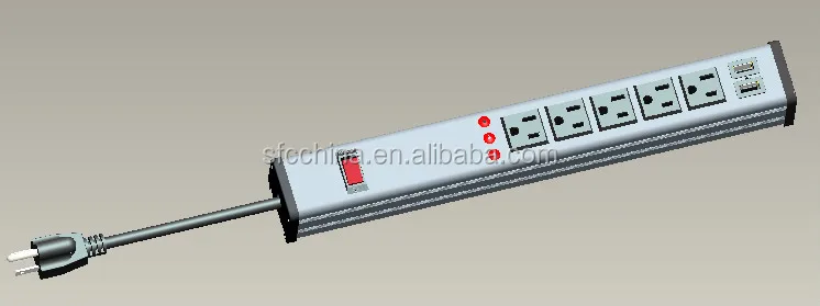 dual USB port UL 5 outlet power strip with surge protector