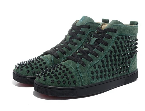 High Quality Men Spikes Sneakers Genuine Leather Shoes Men Lace Up Autumn Boots Zapatos Hombre Black Shoes Ankle Boots