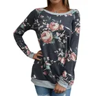 Long sleeve plus size floral printed ladies tops fashion soft women blouse