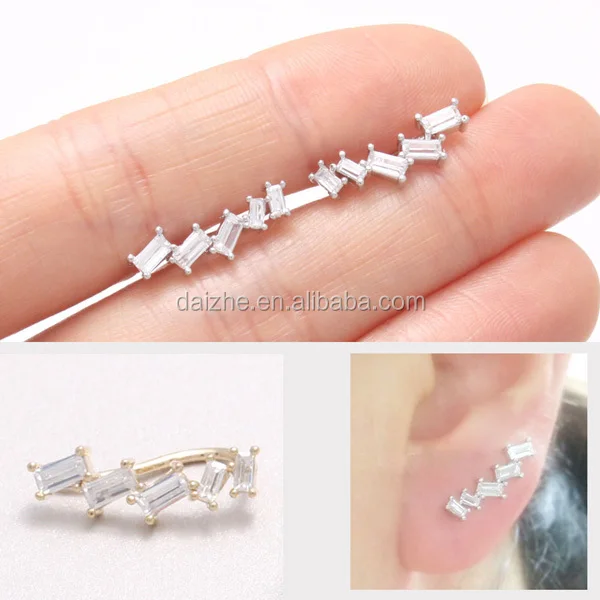 2017 fashion various color women girl jewelry micro pave 12mm mini silver cz huggie hoop earring