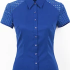 2019 New Design Short Sleeve Elegant Women Lace Blouse Lady Tops Lace Shirt