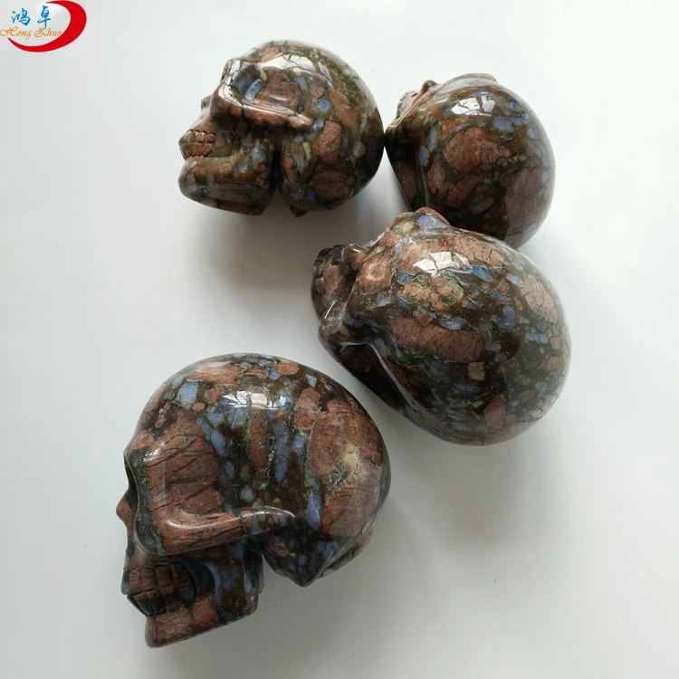 Natural handmade carved stone skulls