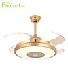 Golden fashion AC & DC Pure copper electric fan light with bluetooth from Zhongshan supplier