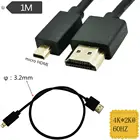 Super Extreme Slim High Speed micro HDMI Cable 4K*2K@60HZ 1080P 4K UltraHD 3D and Audio Return Channel OD3.2