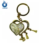 Plated Gold Heart Shape Dubai Souvenir Metal Keychain