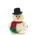 Christmas plush white snowman toy with red scarf and black hat