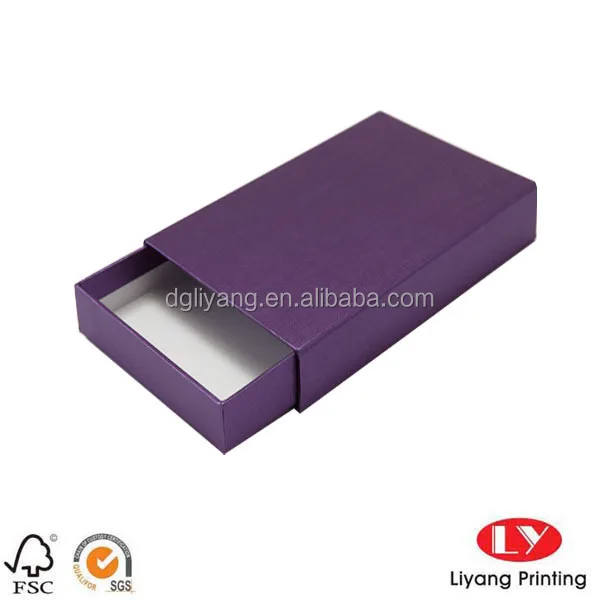 customized paper sliding drawer gift box in elegante purple