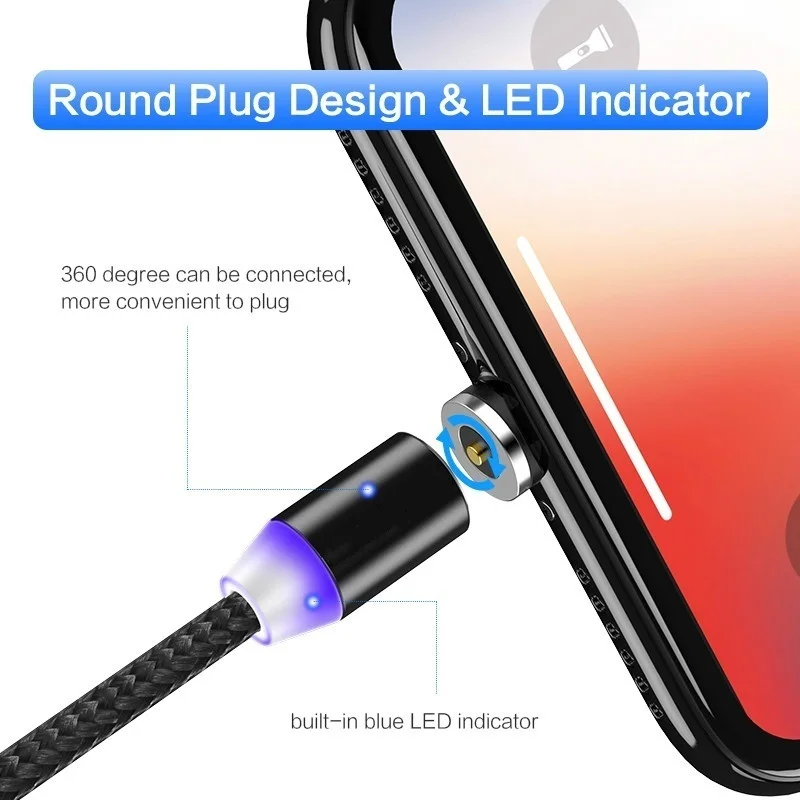 High quality Nylon cable for iphone cable magnetic 2.1A fast charge cable magnetic charge cable for Android /iOS/ Type-C - ANKUX.COM