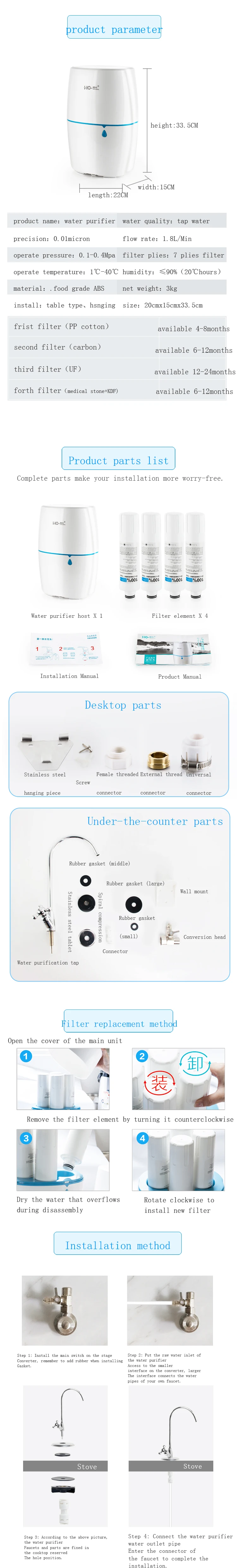 Eco-friendly household water purifier new design water purifier