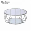 Round iris nickel silver stainless steel glass coffee table