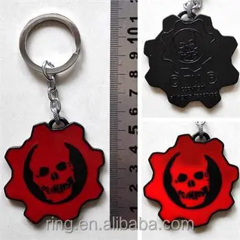 Caliente juegos engranajes de la guerra Logo rojo 5cm de Metal clave cadena anillo