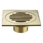Brass Chrome Plates Golden Color Floor Drain Bathroom