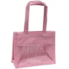 Recycled Transparent PVC/Burlap Jute Gift Wine Bottle Bag