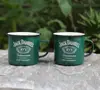 green & beige two tone color enamel mug